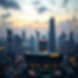 Futuristic city skyline depicting technology integration