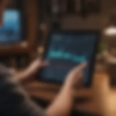 Investor analyzing market trends on a tablet