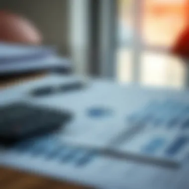 A calculator and financial reports on a table