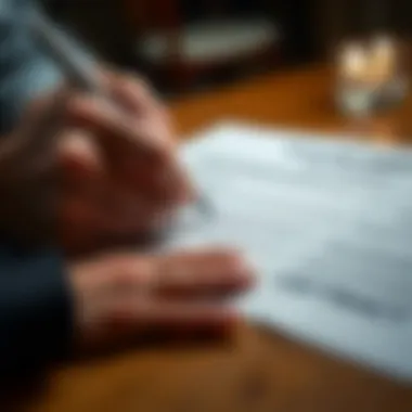 Signing the Repayment Agreement Close-up of a signature being added to a contract.
