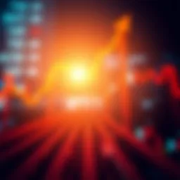 An abstract visualization of financial market trends showcasing upward and downward arrows.