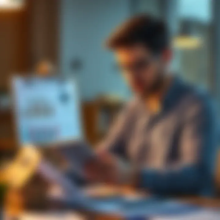 Evaluating Budget Strategies A person reviewing a budget plan on a digital device