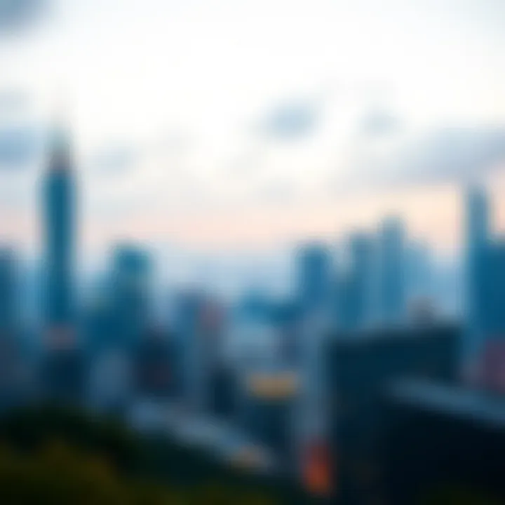 A vibrant financial district skyline of an Asian city representing growth opportunities