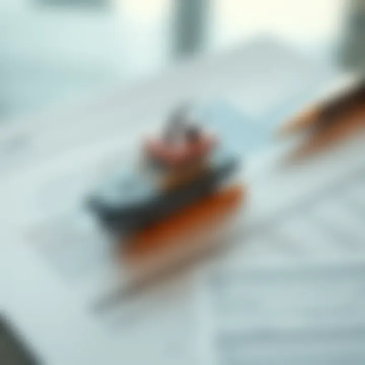 Understanding Loan Details A close-up of a financial document with a boat model, representing loan details and considerations.