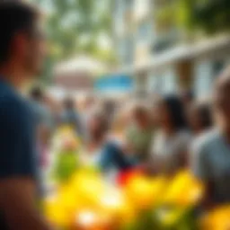 A vibrant community gathering showcasing affordable housing initiatives