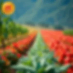 Vibrant agricultural land showcasing diverse crops