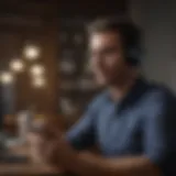 A person listening to a podcast on their smartphone