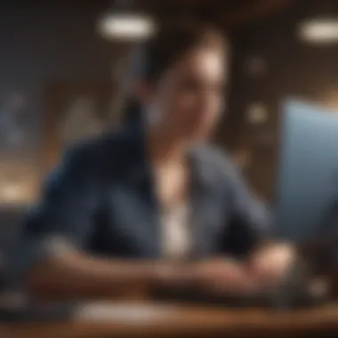 Focused individual engaged in freelance work Freelancer working on a laptop