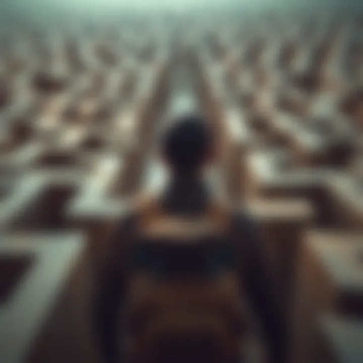 Navigating Life's Maze Abstract representation of a person navigating a maze of choices