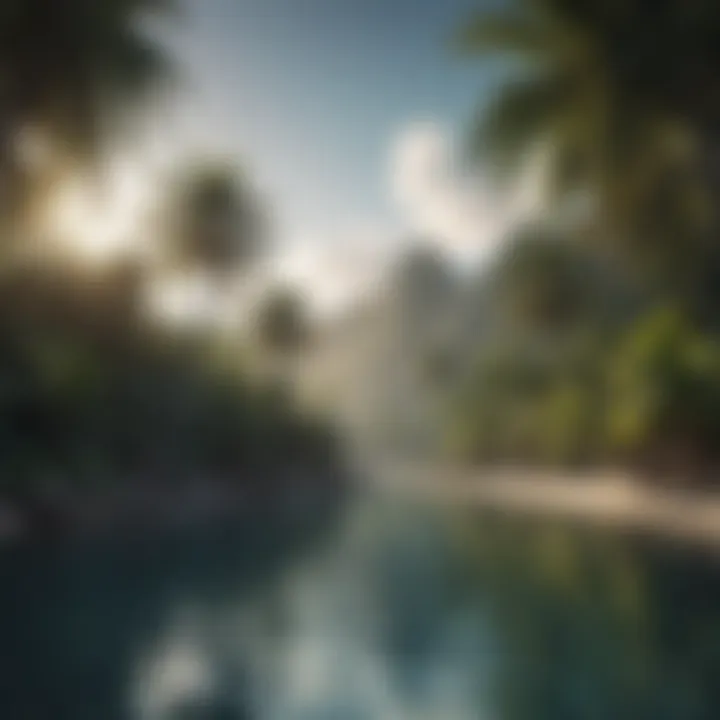 A serene tropical landscape symbolizing financial opportunities