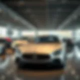 Luxury Car Showroom An elegant car showroom featuring various automobiles