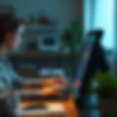 A person using a computer to research retirement account information
