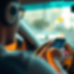 A person using a ridesharing app on a smartphone