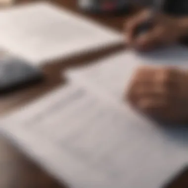 Person reviewing financial documents with a calculator