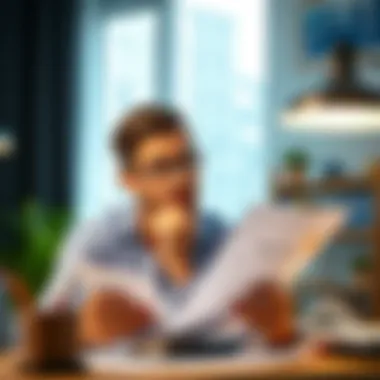 A thoughtful individual reviewing financial documents