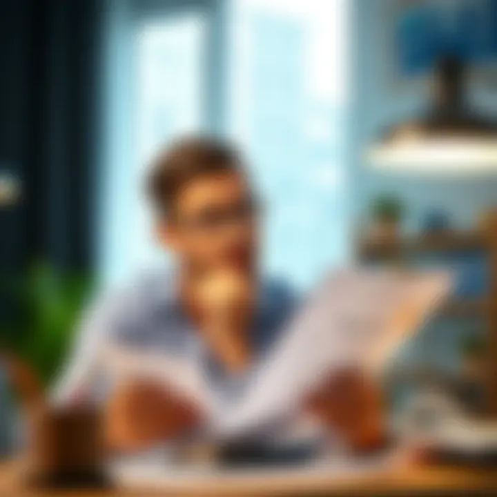 A thoughtful individual reviewing financial documents