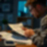 A person analyzing their credit report and financial documents