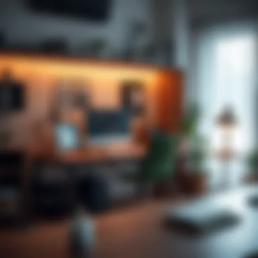 Creative workspace with digital tools