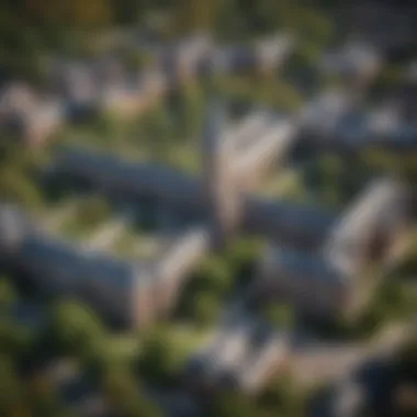 Prestigious Ivy League Campus Aerial view of a prestigious Ivy League campus showcasing its iconic architecture.