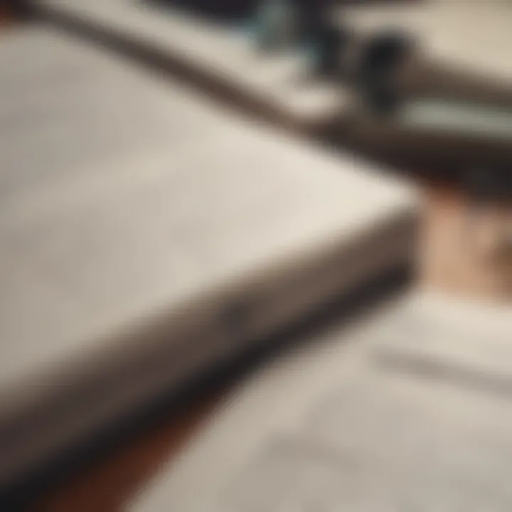 A close-up of a finance textbook with highlighted sections and a notebook beside it.