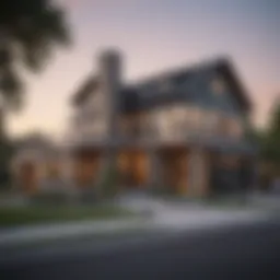 Illustration of a modern home with mortgage calculations