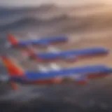 Southwest Airlines fleet showcasing distinctive livery