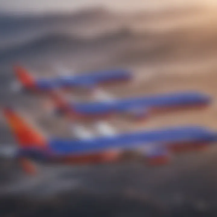 Southwest Airlines fleet showcasing distinctive livery