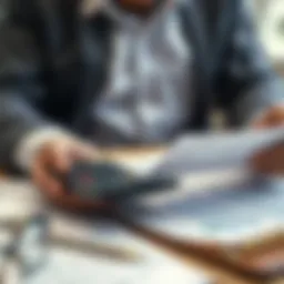 A person analyzing financial documents with a calculator