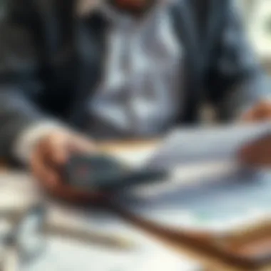 A person analyzing financial documents with a calculator