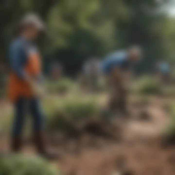 Group of individuals participating in a clean-up drive