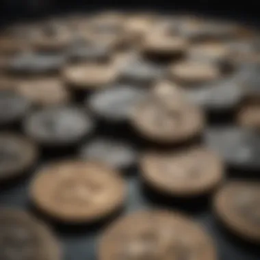 An exquisite collection of ancient Roman coins displayed elegantly