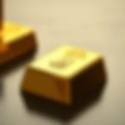 A close-up view of a gold bullion bar reflecting light