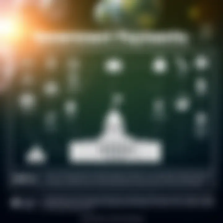 Illustration depicting government payments represented by various symbols