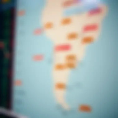 Major Stock Exchanges in Latin America Map highlighting major stock exchanges in Latin America