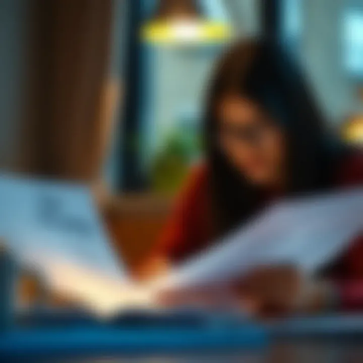 Individual reviewing tax documents