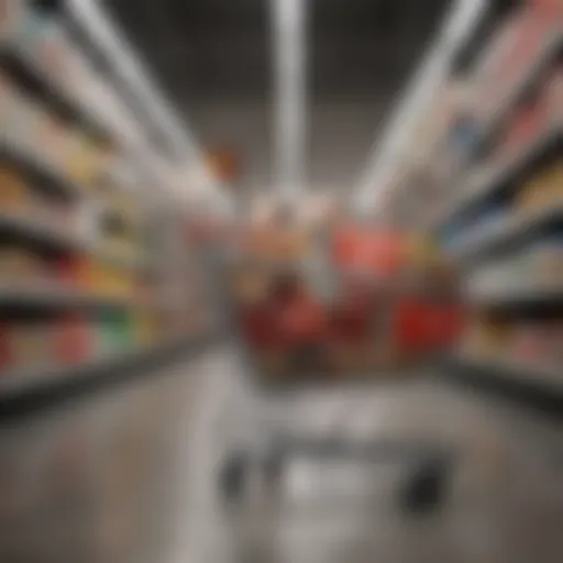 A modern shopping cart filled with various products at Target.