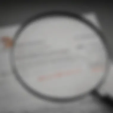 A close-up view of a warranty document with a magnifying glass